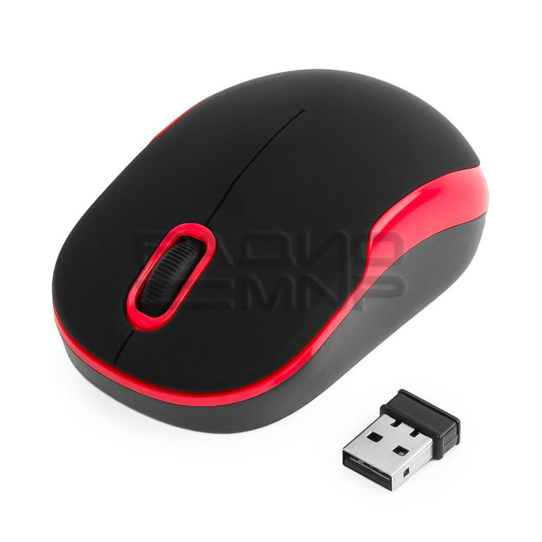 Мышь компьютерная беспроводная "Gembird" MUSW-200BKR, soft toch, 2кн.+колесо кнопка, 2,4ГГц (чёрно-красный)