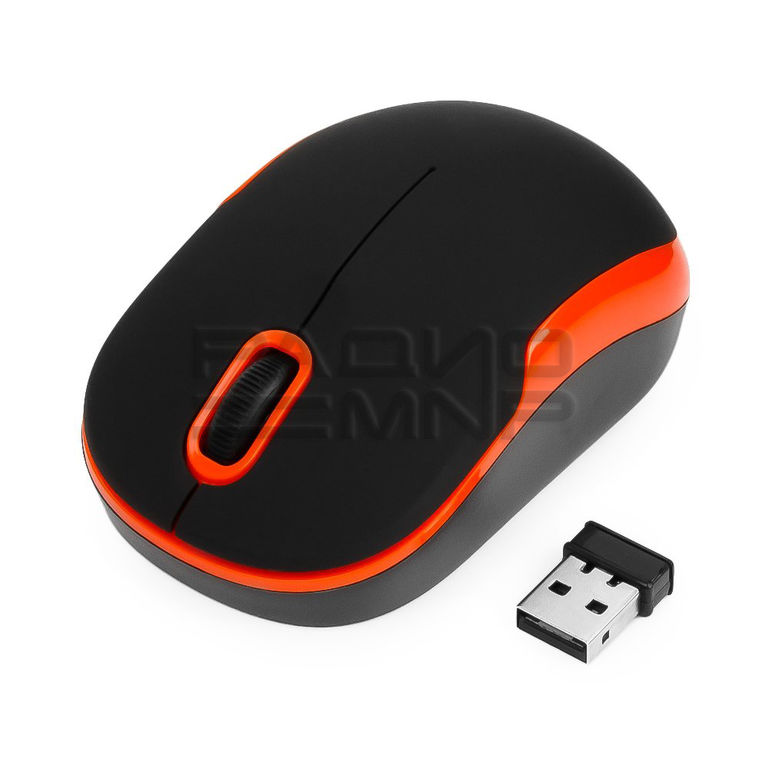 Мышь компьютерная беспроводная "Gembird" MUSW-200BKO, soft toch, 2кн.+колесо кнопка, 2,4ГГц (чёрно-оранжевый) 1