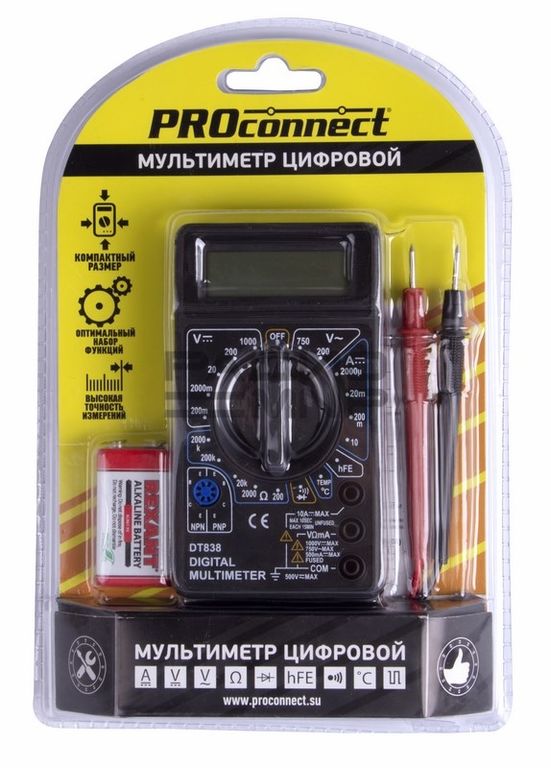 Мультиметр цифровой M 838 (DT 838) "PROconnect" 2