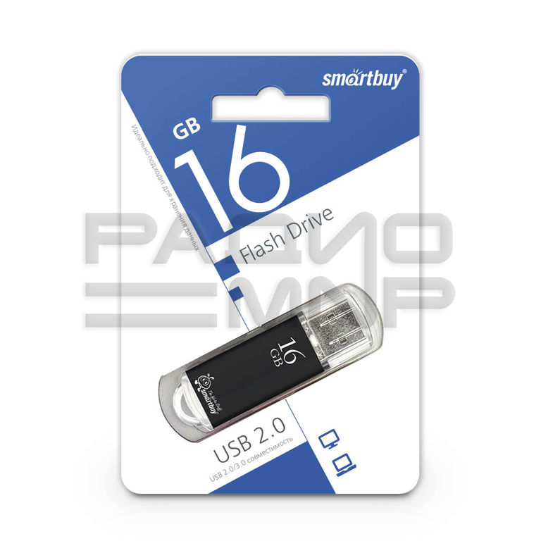 USB 2.0 Flash накопитель 16GB SmartBuy V-Cut, чёрный