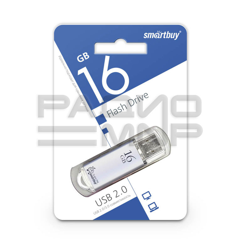 USB 2.0 Flash накопитель 16GB SmartBuy V-Cut, серебряный