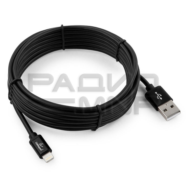 USB кабель шт.USB (A) - шт.Lightning 3,0м черный, блистер серия Silver "Cablexpert" 1