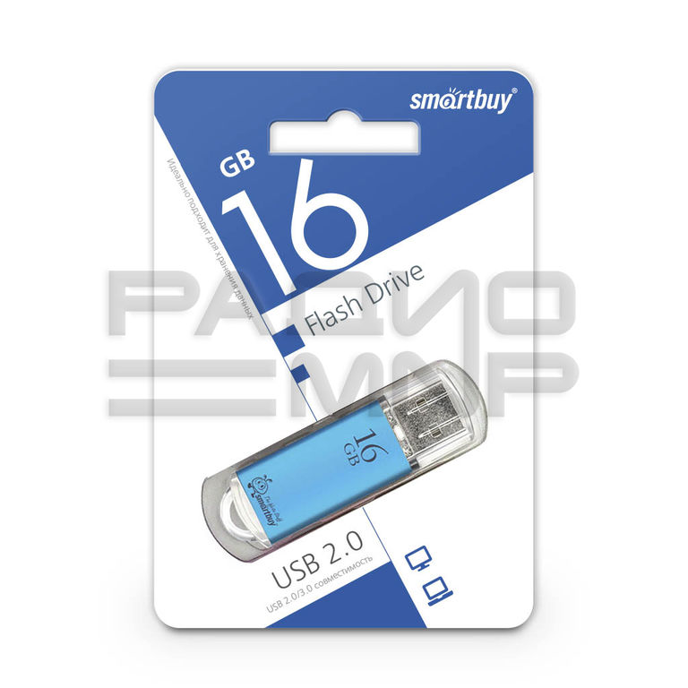 USB 2.0 Flash накопитель 16GB SmartBuy V-Cut, синий