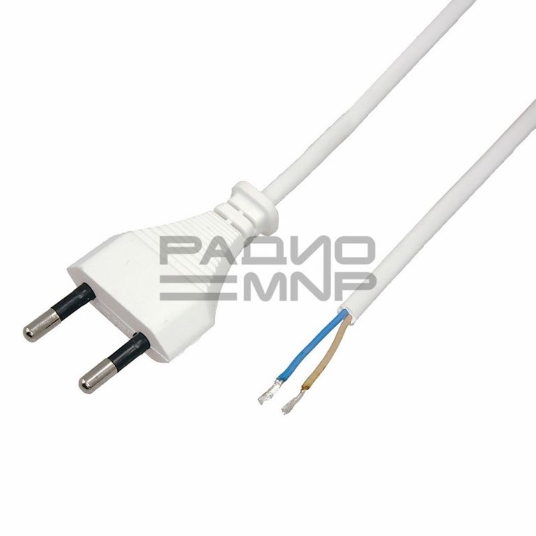 Шнур сетевой без розетки 1,5м кабель ШВВП 2x0.5 кв. мм. (белый) "Rexant" 1