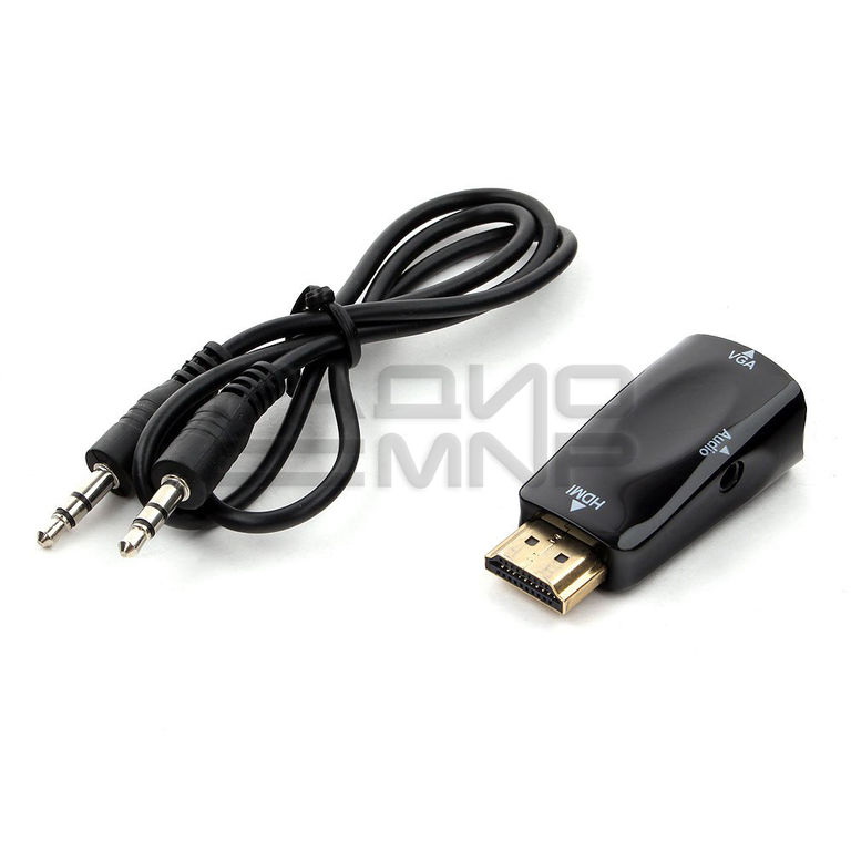 Переходник шт. HDMI - гн. VGA + гн.3,5мм, шнур шт.3,5мм-шт.3,5мм в комплекте "Cablexpert"