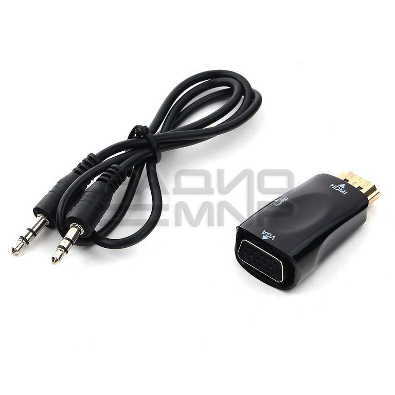 Переходник шт. HDMI - гн. VGA + гн.3,5мм, шнур шт.3,5мм-шт.3,5мм в комплекте "Cablexpert" 2