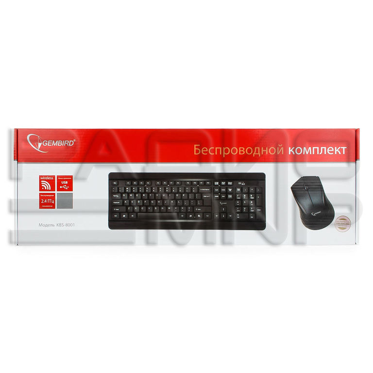 Клавиатура + мышь беспроводные "Gembird" KBS-8001, 2.4ГГц, 104 клавиши (чёрный) 4