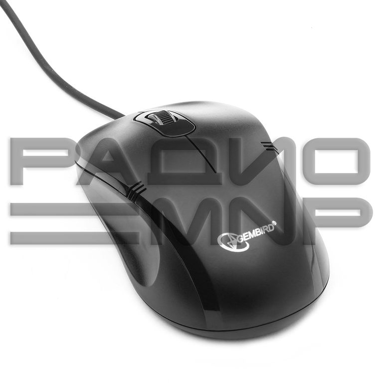 Мышь компьютерная "Gembird" MOP-100, USB, 2кн.+колесо кнопка, 1000DPI, кабель 1,45м (чёрный) 1