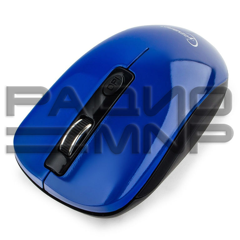 Мышь компьютерная беспроводная "Gembird" MUSW-400-B, 3кн.+колесо кнопка, 1600DPI, 2.4ГГц (синий, бесшумная) 3