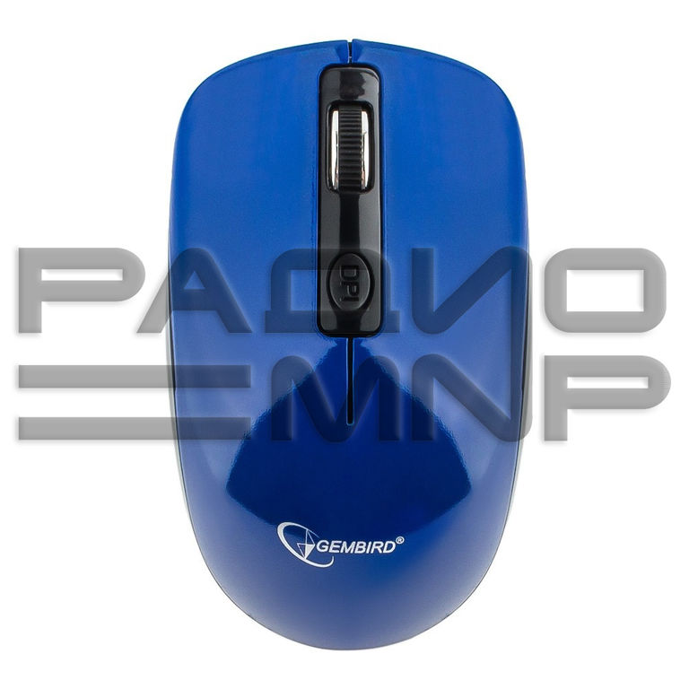 Мышь компьютерная беспроводная "Gembird" MUSW-400-B, 3кн.+колесо кнопка, 1600DPI, 2.4ГГц (синий, бесшумная) 2