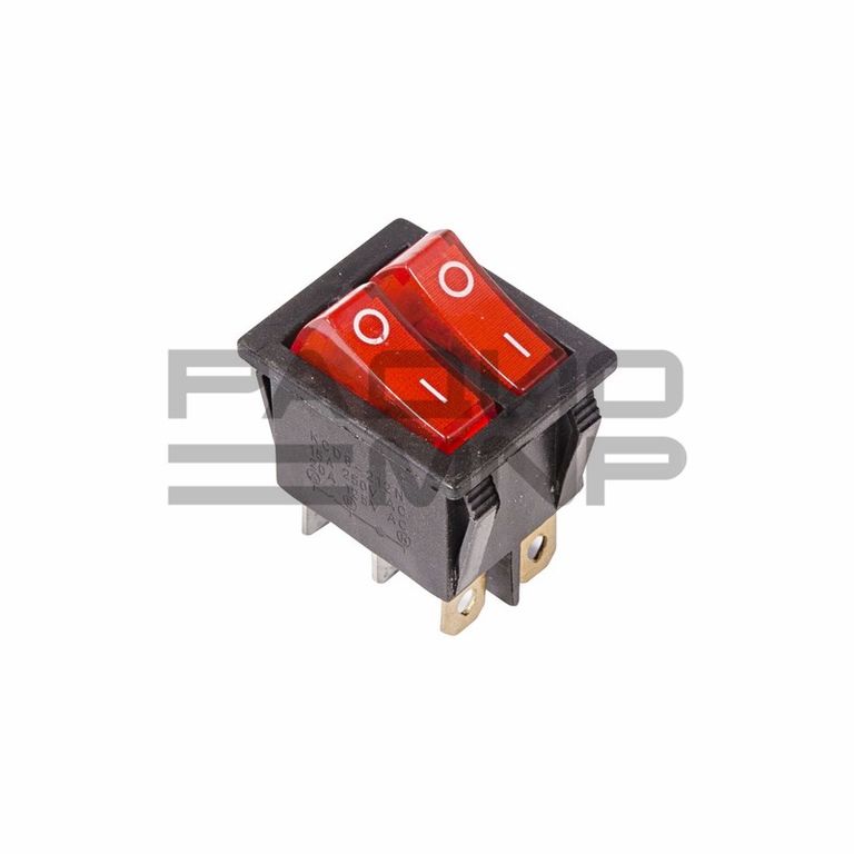 Переключатель двойной с подсветкой KCD4-202/N on-off 6 контактов 16А, 250В (красный,красный)