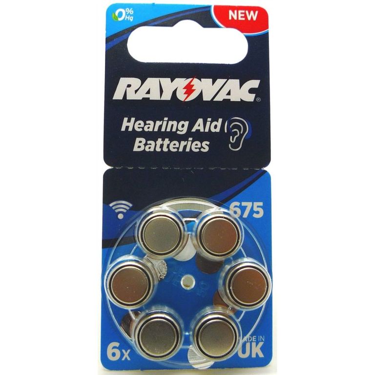 Элемент питания для слухового аппарата "Rayovac" V 675 (4600) BL-6