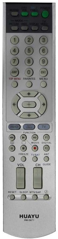 Пульт ДУ универсальный HUAYU Sony RM - D 671 LCD TV, DVD, SAT, VCR, CABLE